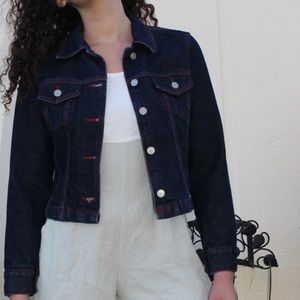 Vintage NISSI Denim Fitted Red Stitching Jacket 🦋